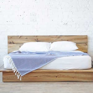 Plank Low Pro - Rustic Modern - Platform Bed Frame and Headboard - Loft Style - Solid Wood Handmade in USA