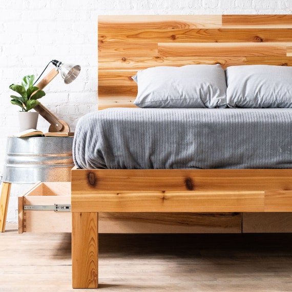 Boswell Stow Bed Rustic Modern Storage Platform Handmade Etsy