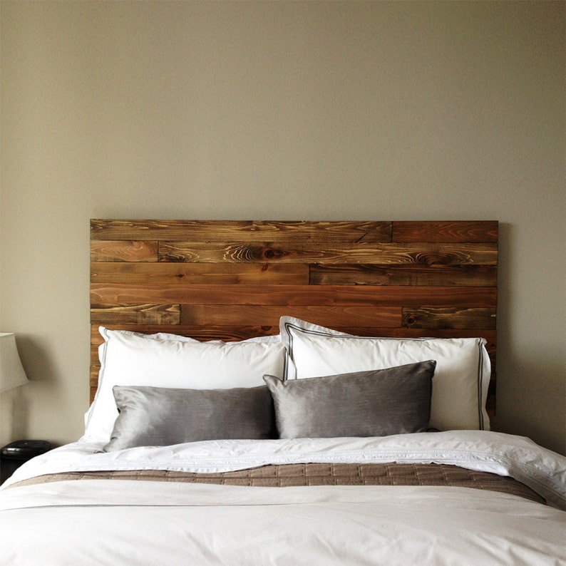 Natural solid wood headboard or bed board. Modern, rustic design. Handcrafted in the USA. Farmhouse style. Heirloom quality.