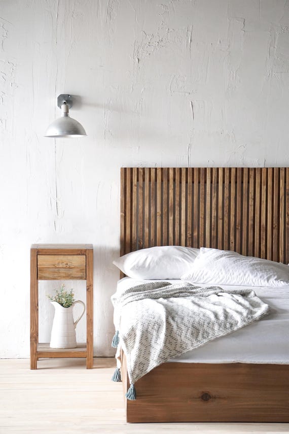 tobacco stick headboard The Carolina North Headboard - Vertical Slatted Headboard - Natural Solid  Wood - Rustic Modern and Mid Century - Handcrafted in USA