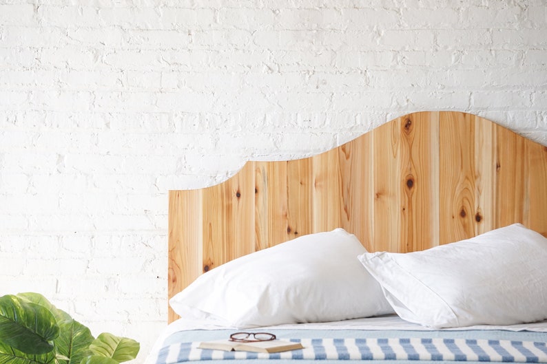 Natural solid wood headboard. Americana design. Rustic antique inspired. Handcrafted in the USA. Heirloom quality furniture. Bedroom furniture.