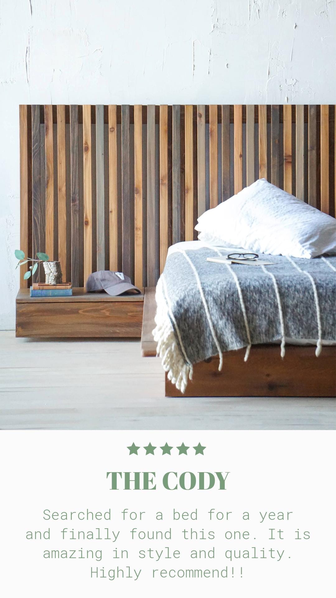Handmade Solid Wood Platform Bed Frame – Extended Headboard With Floating  Drawers - Etsy, image size:1080x1920
