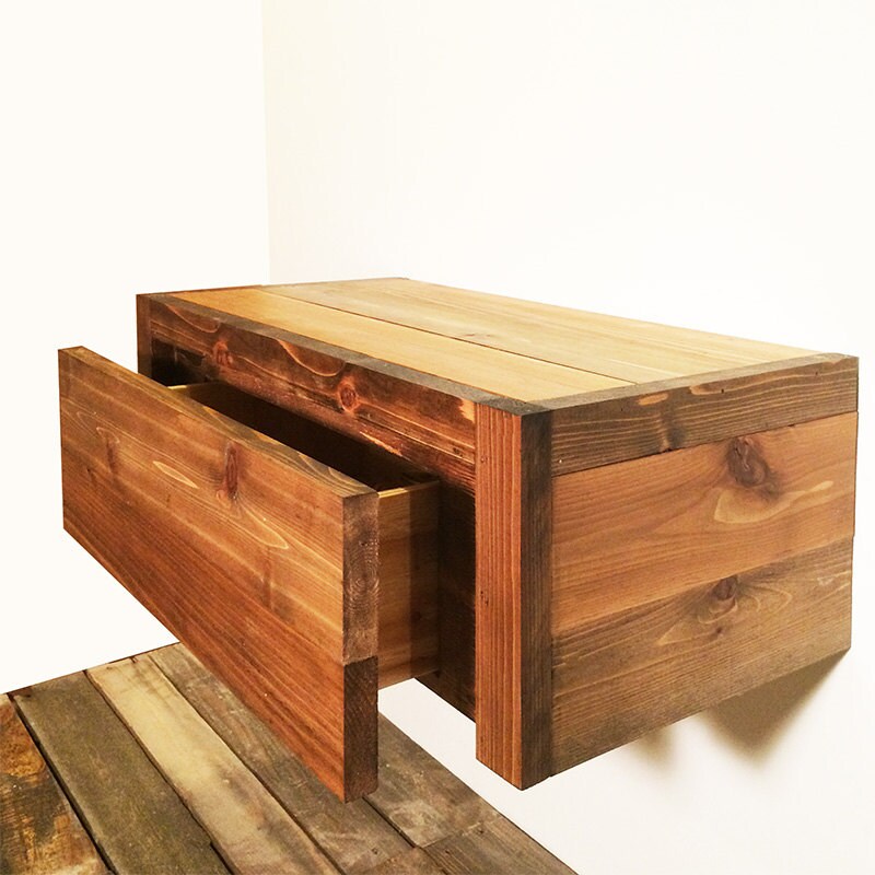 Floating Barn Wood Style Bedside Table / End Table / Etsy