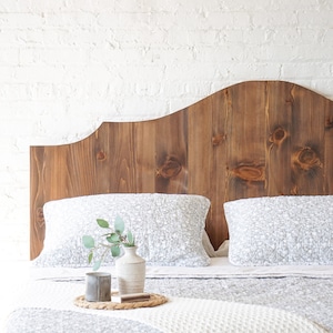 Natural solid wood headboard. Americana design. Rustic antique inspired. Handcrafted in the USA. Heirloom quality furniture. Bedroom furniture.