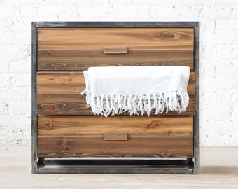 Rustic Iron & Solid Wood Dresser – Handmade Industrial Furniture