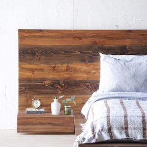 The Driftless - Solid Wood Platform Bed Frame With Wide Headboard ...