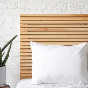 The Carolina Headboard- Natural Solid Wood Slatted Headboard - Rustic Modern Mid Century - Farmhouse Bed Board - Organic - Handmade in USA