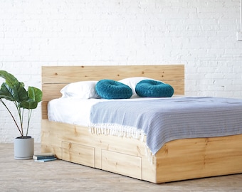 The Butte Stow - Storage Bed - Platform Bed - Natural Solid Wood - Made in USA