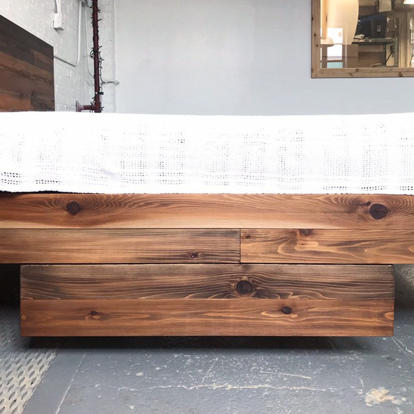 Boswell Stow Bed Rustic Modern Storage Platform Handmade Etsy
