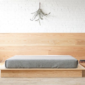 The Driftless - Platform Bed Frame and Headboard - Extended Headboard - Solid Wood - Floating Drawers - Handmade in USA