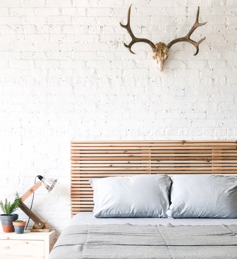The Carolina Headboard Natural Solid Wood Headboard Rustic Etsy