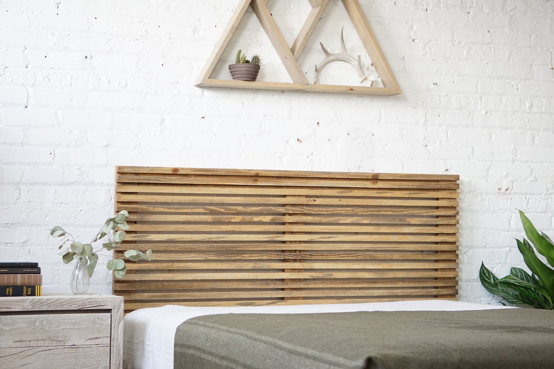 The Carolina Headboard Natural Solid Wood Headboard Rustic Etsy