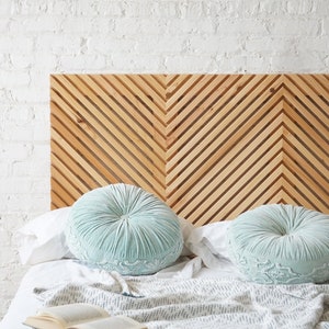 Natural solid wood fluted headboard. Handcrafted in the USA. Rustic, modern design. Organic. Boho. Farmhouse. Bed board. Bedroom. Furniture.