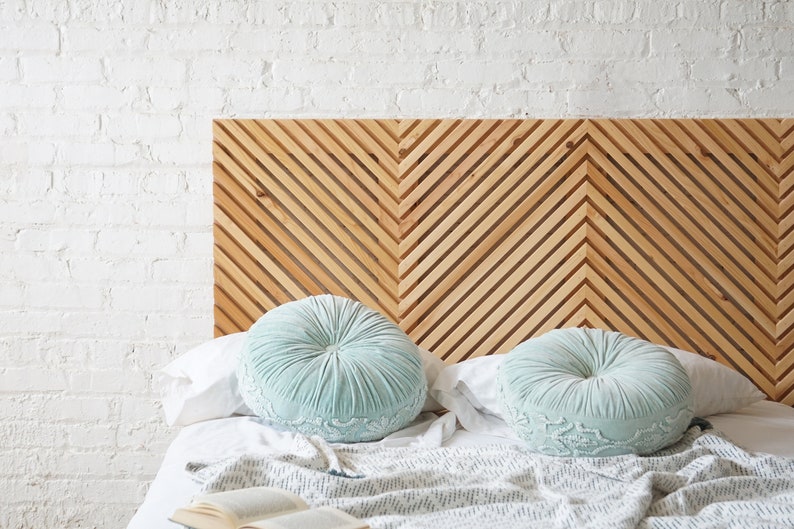 Natural solid wood fluted headboard. Handcrafted in the USA. Rustic, modern design. Organic. Boho. Farmhouse. Bed board. Bedroom. Furniture.