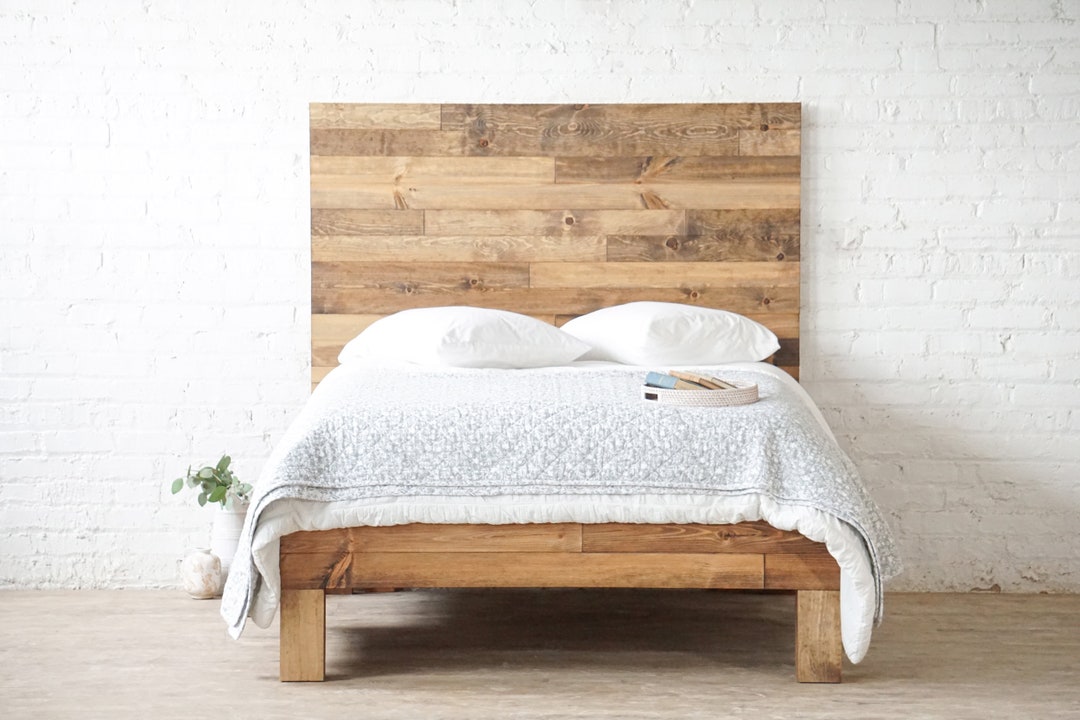 The Boswell Bed Frame Platform Bed & Headboard Cedar Barn Wood Style