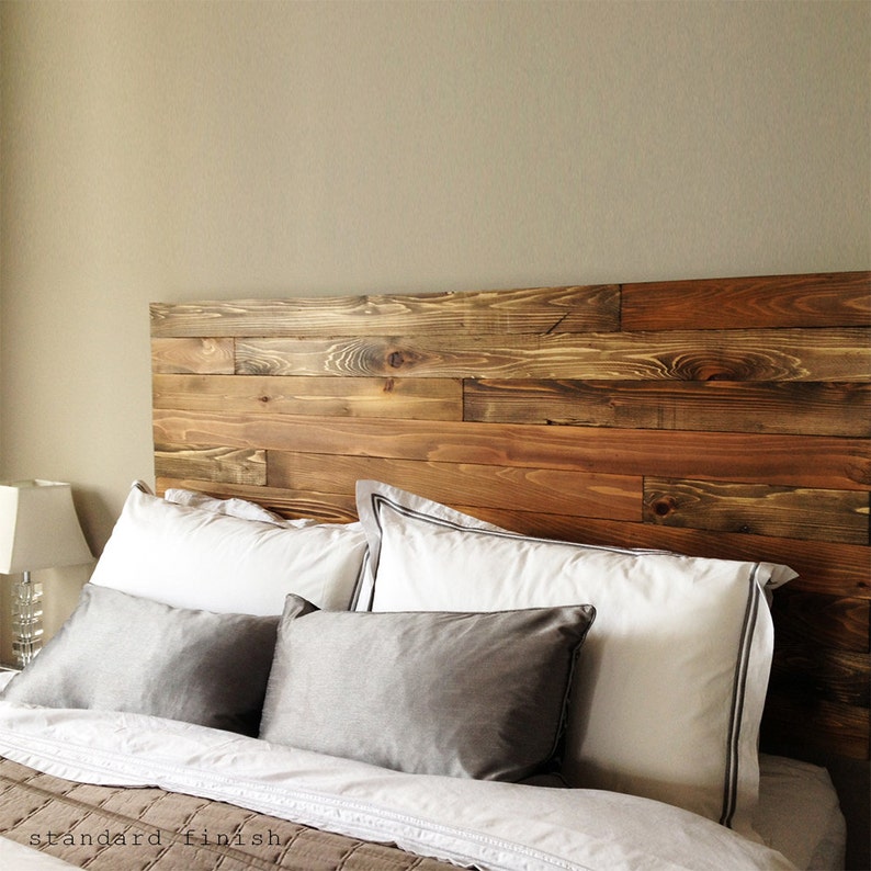 Natural solid wood headboard or bed board. Modern, rustic design. Handcrafted in the USA. Farmhouse style. Heirloom quality.