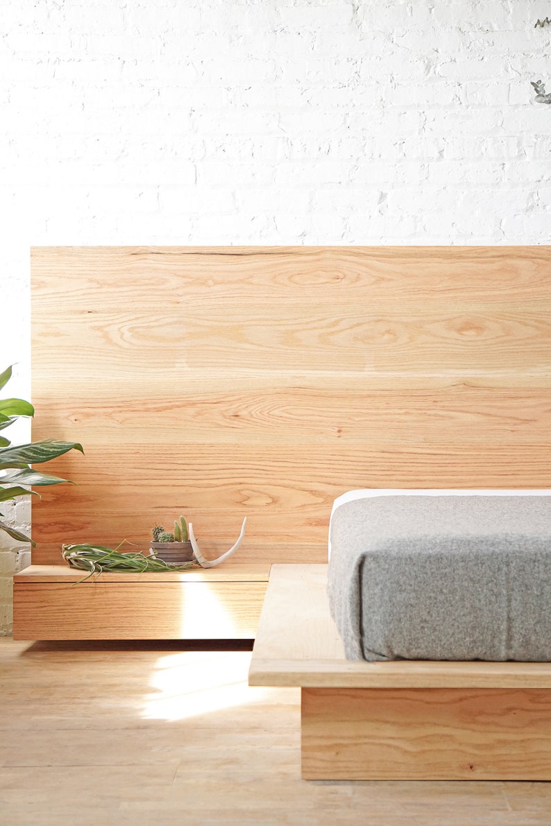 The Driftless - Solid Wood Platform Bed Frame With Wide Headboard ...