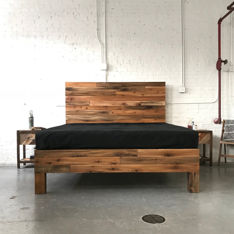 Natural solid wood headboard or bed board. Modern, rustic design. Handcrafted in the USA. Farmhouse style. Heirloom quality.