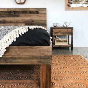 The Slim Boswell Maple - Barn Wood Style Platform Bed Frame & Headboard Set - Original Modern Rustic - Handmade in USA