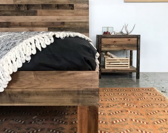 The Slim Boswell Maple - Barn Wood Style Platform Bed Frame & Headboard Set - Original Modern Rustic - Handmade in USA