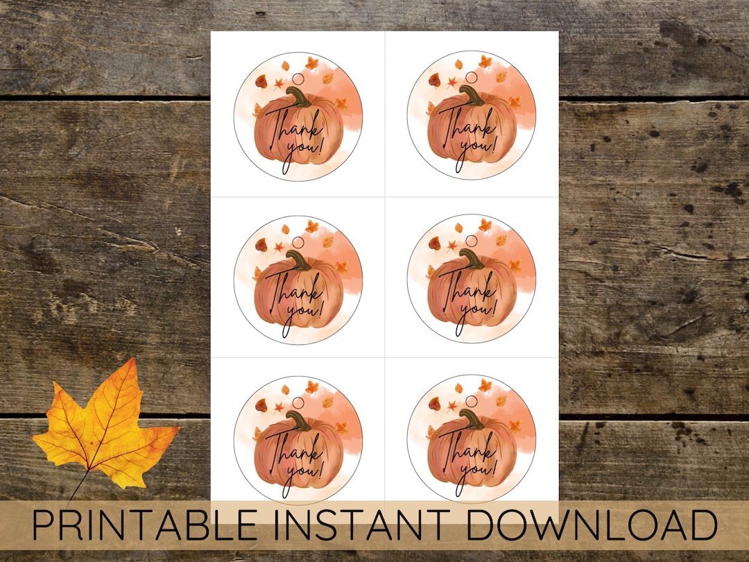 Pumpkin Gift Tags Thank You Digital Download Printable - Etsy