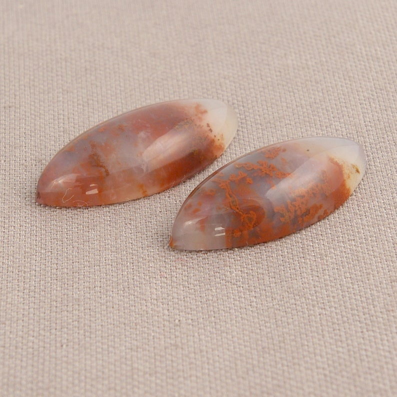 Red Moss Agate Cabochon Pair Oregon