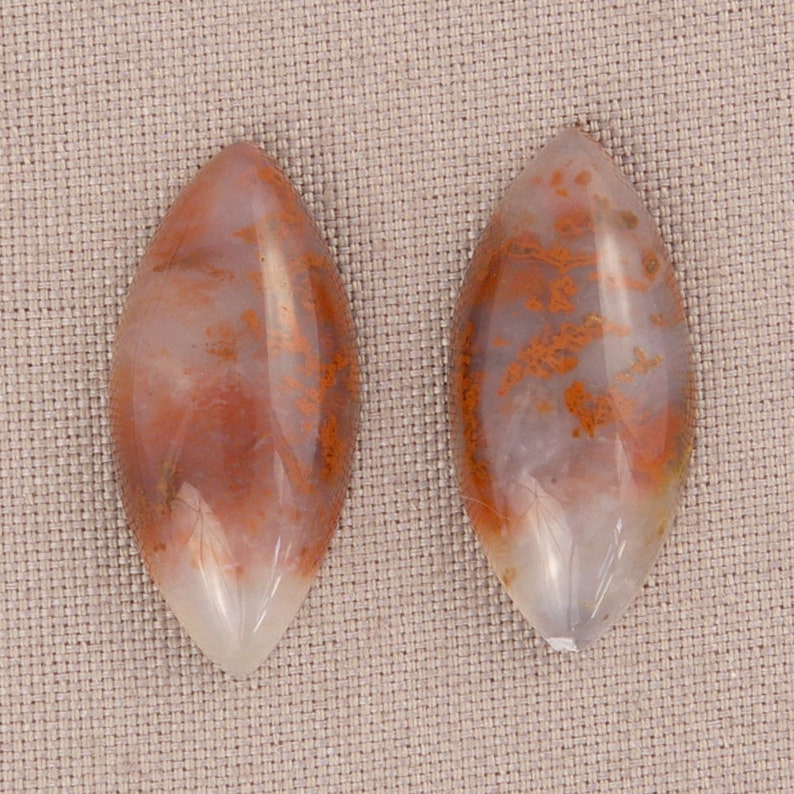 Red Moss Agate Cabochon Pair Oregon