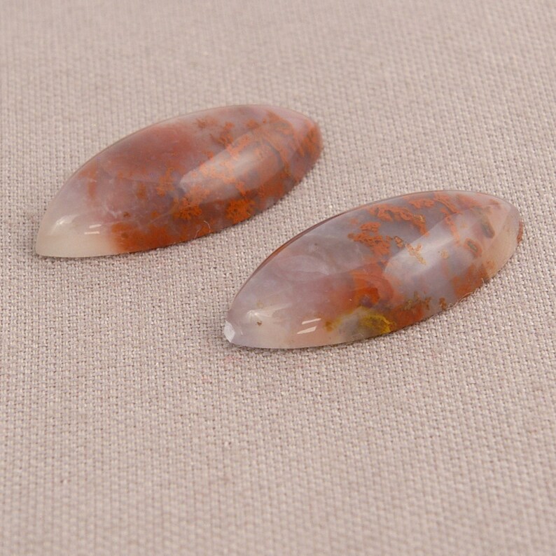 Red Moss Agate Cabochon Pair Oregon