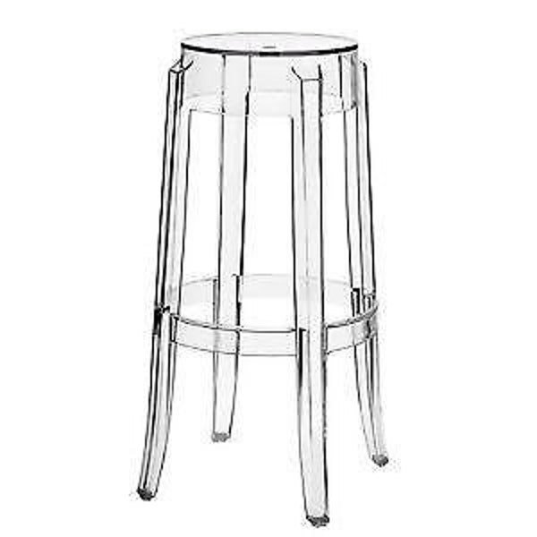 SET OF 3 Charles Ghost by Kartell Clear Lucite Bar Stools, Mid Century Modern EXCELLENT Vintage Condition Local Pick Up Only