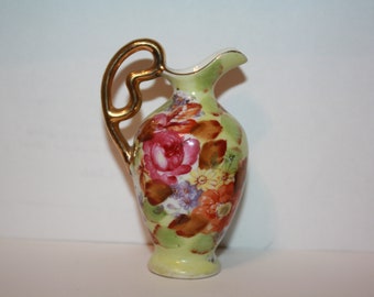 Vintage hand painted vase jug pitcher marked and signed Maxine