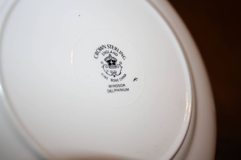 Crown Sterling Fine Bone China Plate Windsor Delphinium Pattern made in England