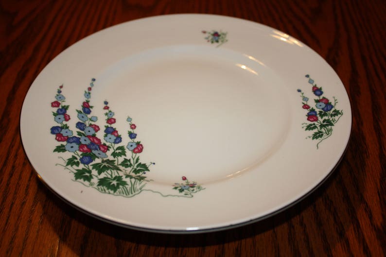 Crown Sterling Fine Bone China Plate Windsor Delphinium Pattern made in England
