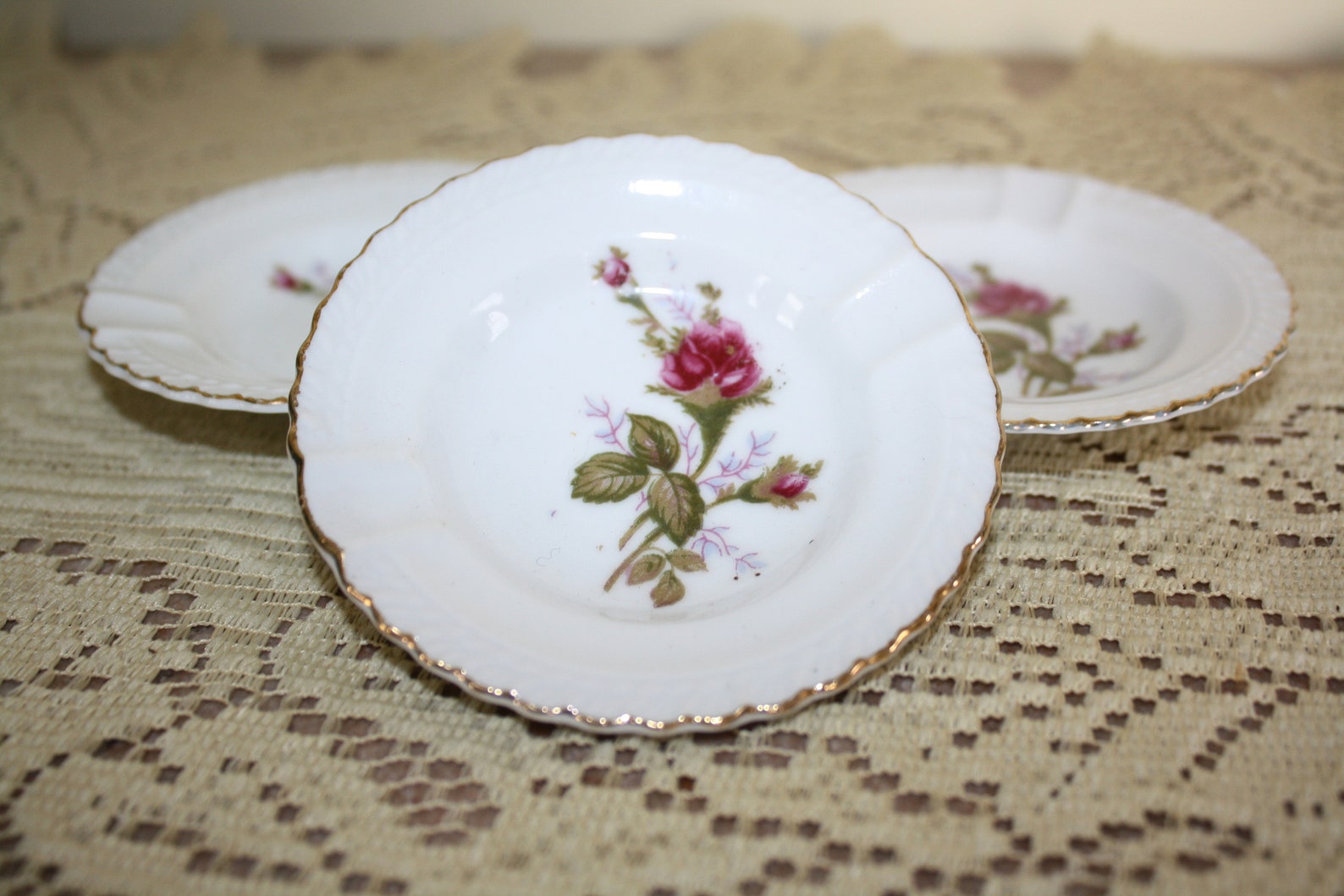 Set of 3 MidCentury Ashtrays with Roses Made in Japan Etsy