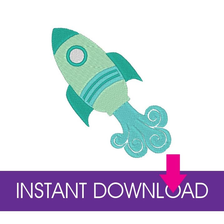 SPACE ROCKET Machine Embroidery Design for hoop size 4x4