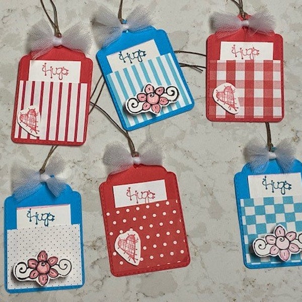 Free shipping/Cute Handmade Gift Tags/Birthday or any occasion/Set of 10/Approx. 2x3"/To-From/Reusable/Hand Stamped/Scrapbooking/Set of 10