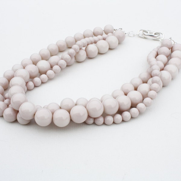 Milk -  off white, cream milk necklace, round glass beads