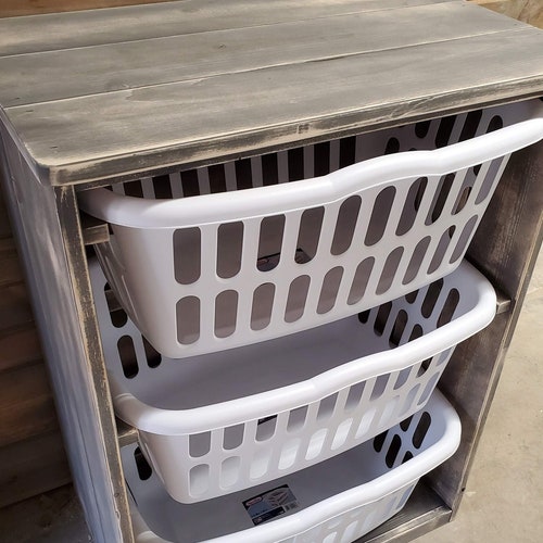 Gray Distressed Laundry Basket Holder My Absolute Favorite Etsy