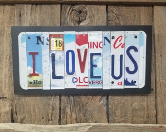 I Love Us License Plate Sign, License Plate Art, Metal Decor, Metal Art, License Plates