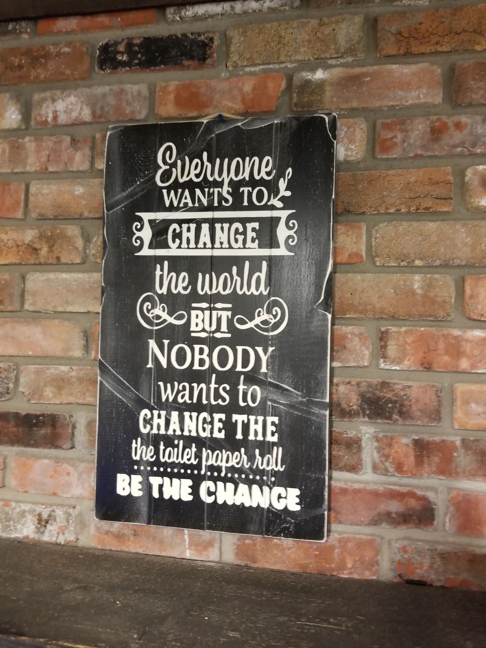 Be the Change Framed Sign Bathroom Sign Bathroom Decor | Etsy