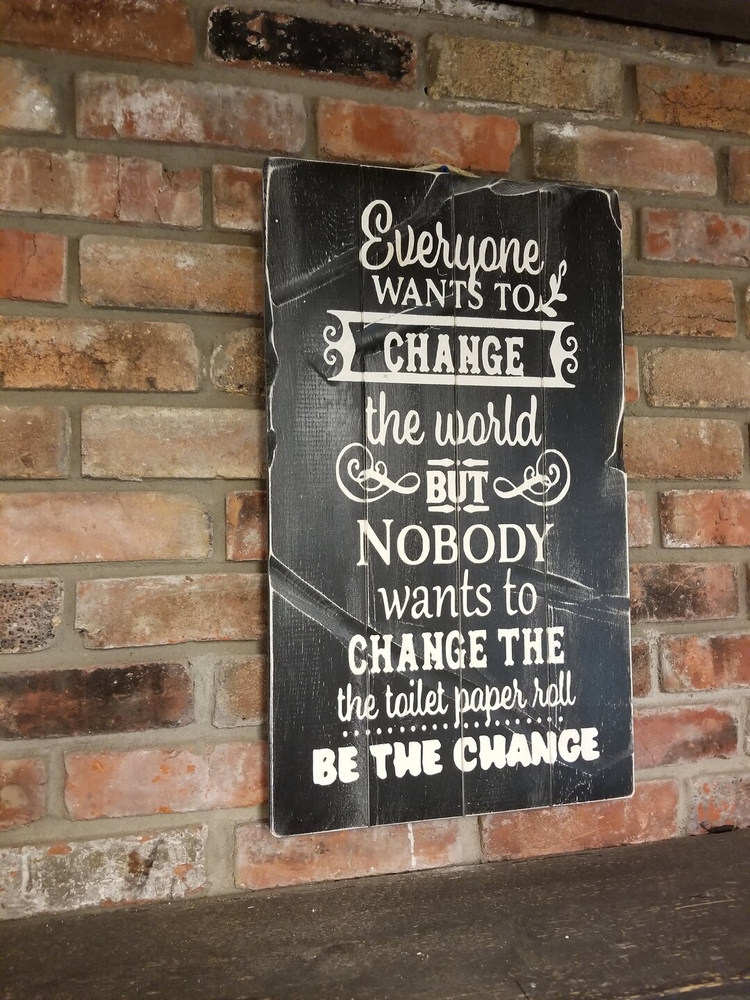 Be the Change Framed Sign Bathroom Sign Bathroom Decor - Etsy