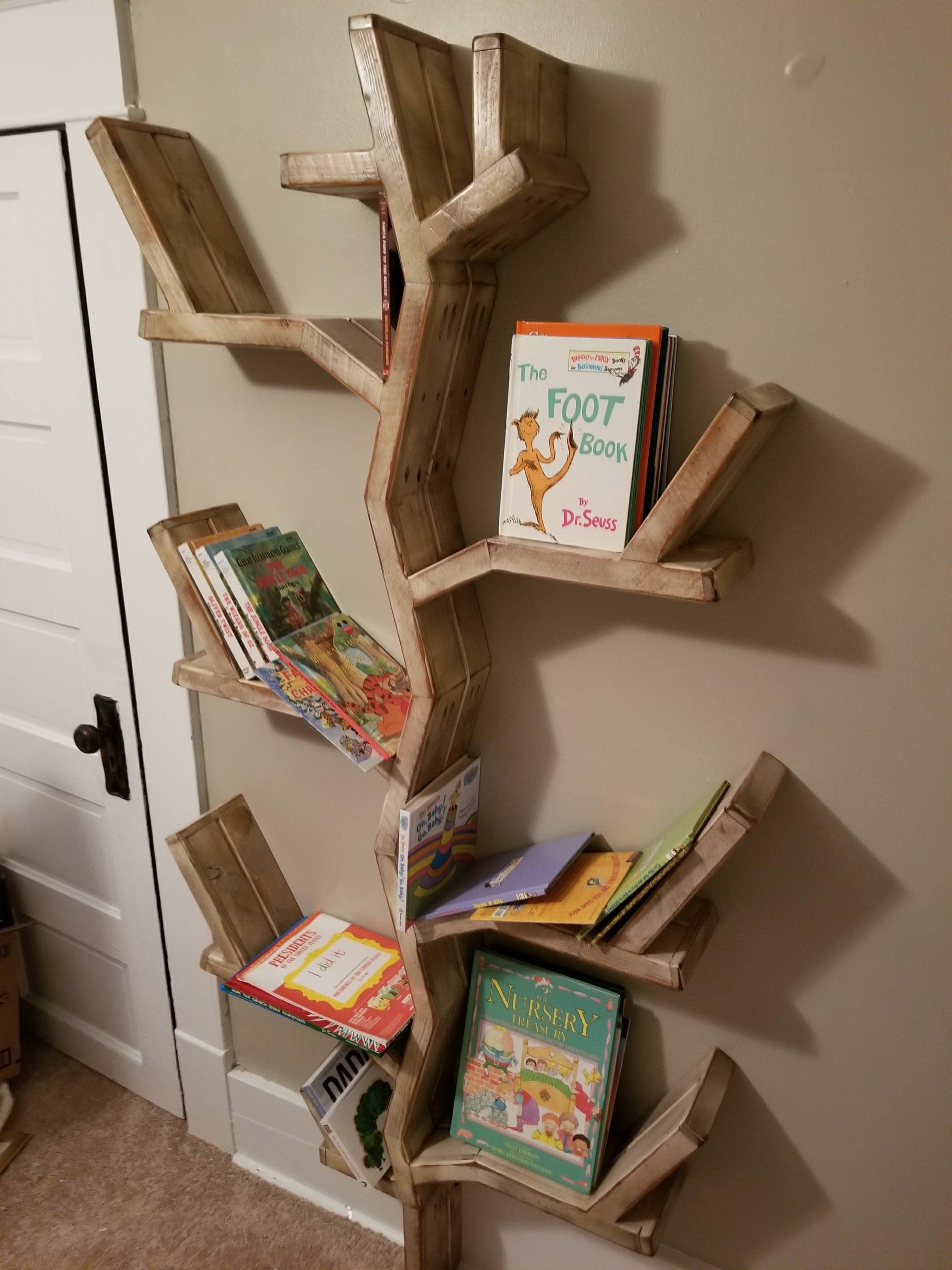 Tree Bookshelf, Rustic Shelf, Knotty Pine Nursery Magestic Tree, Magic