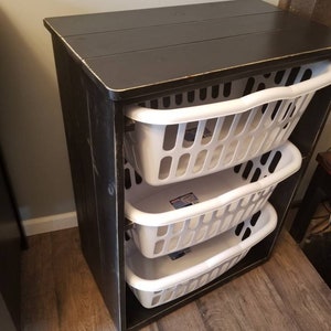 Black distressed Laundry Basket Holder Laundry Storage organizer