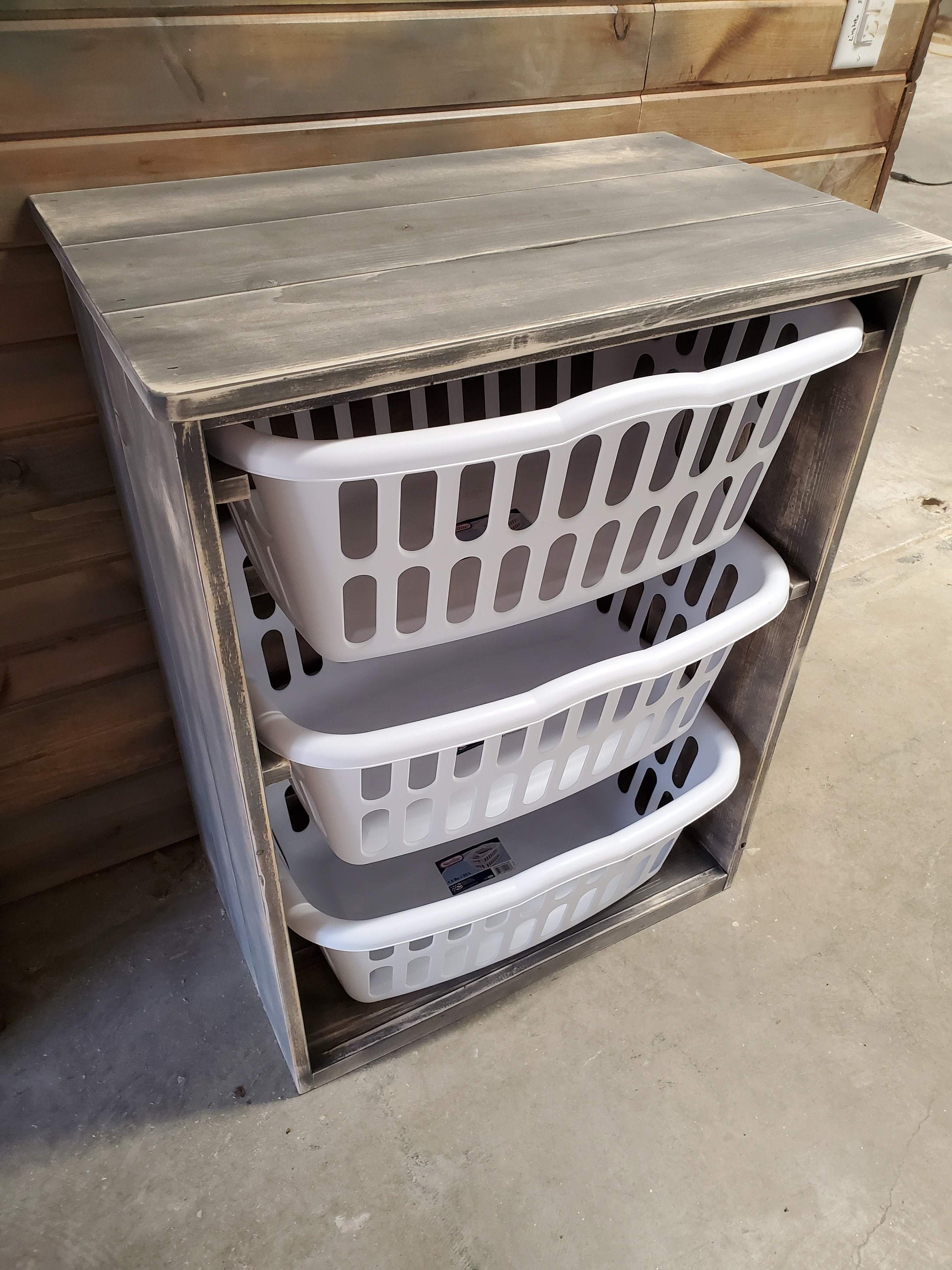 Gray Distressed Laundry Basket Holder My Absolute Favorite Grey Etsy