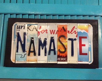 License Plate Sign License Plate letter Art Picture Home Deco NAMASTE License Plate Letter Sign License Plate Art