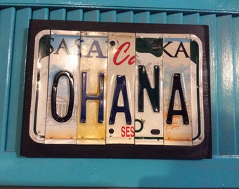 License Plate Sign License Plate letter Art Picture Home Deco OHANA License Plate Letter Sign License Plate Art