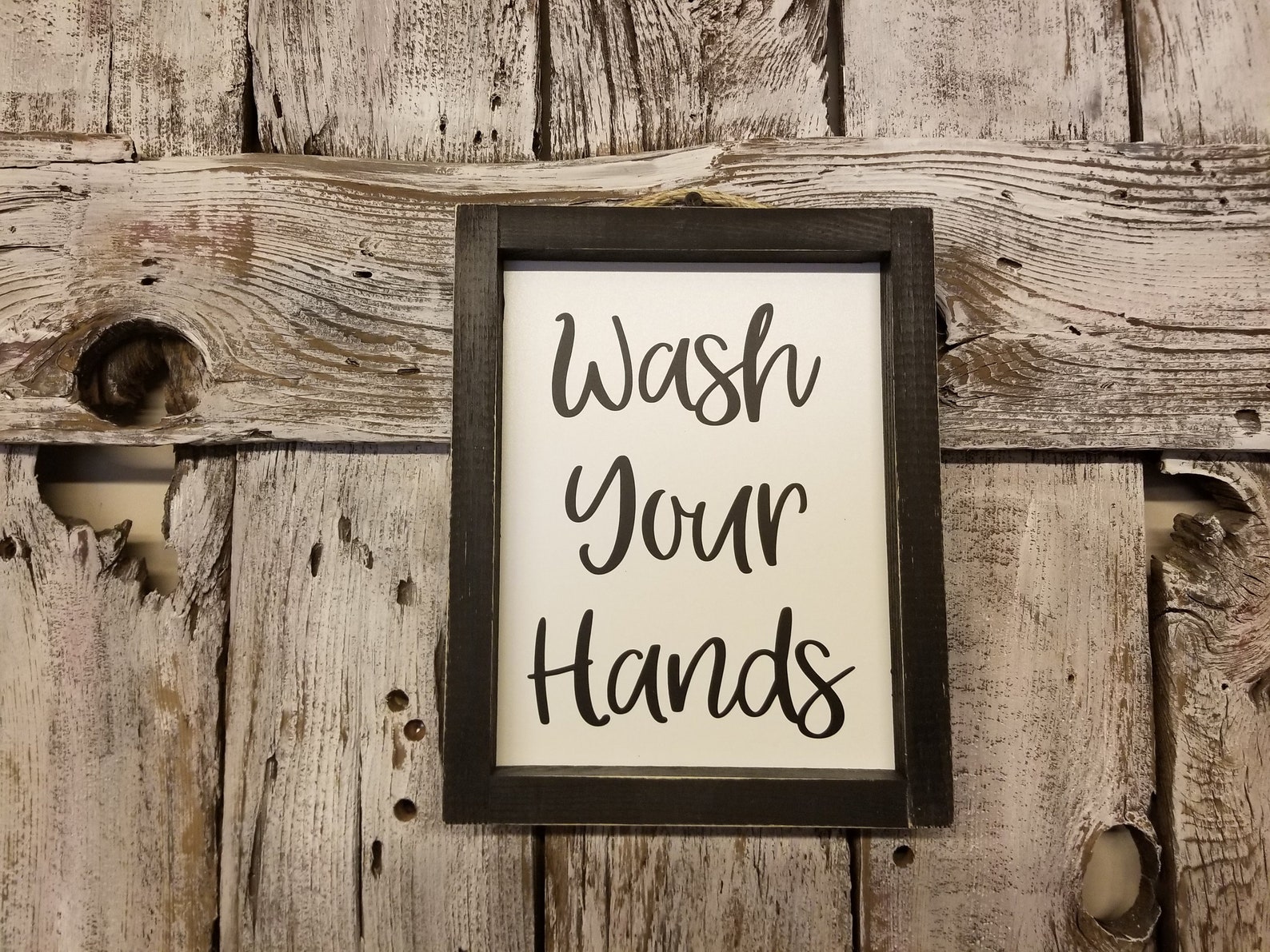 Wash Your Hands Framed Sign Cute Bathroom Decor Sign Etsy