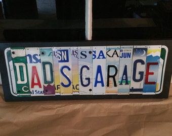 License Plate Sign License Plate letter Art Picture Home Deco Dad's Garage License Plate Letter Sign, great Father's Day