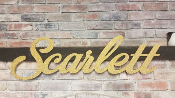 Baby Name Sign Gold Glitter Name Nursery Wall Art Scarlett