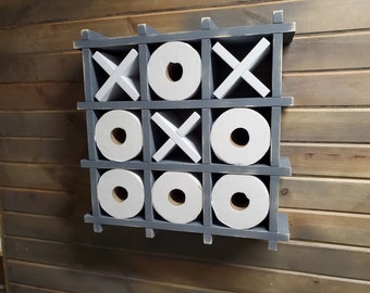 Bathroom Tic Tac Toe - Toilet paper holder - Toilet paper Tic Tac Toe - Bathroom Decor
