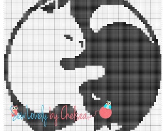 Cat Ying Yang Graphghan Pattern Blanket Single Crochet Graph WITH WRITTEN INSTRUCTIONS Single Crochet Blanket Pattern, Tapestry, Afghan